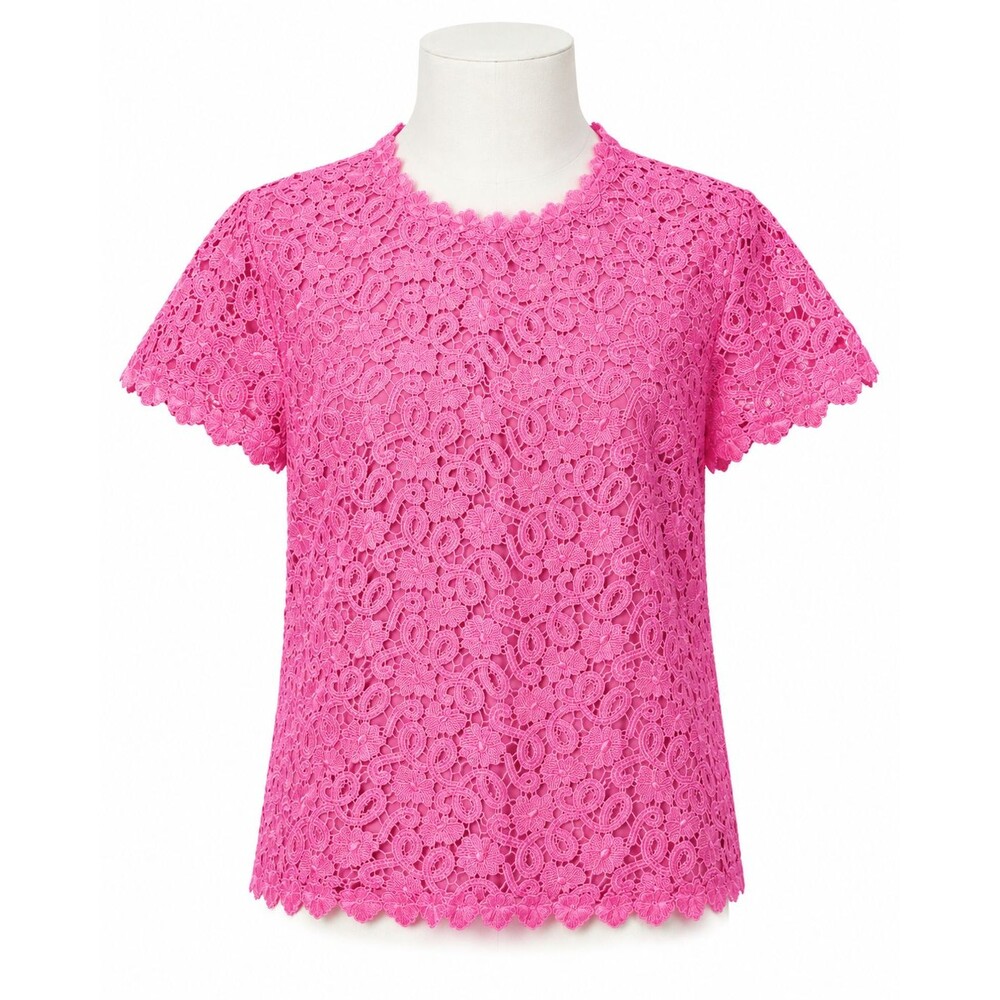 Kate Spade Bloom Flower Lace Blouse Womens Size 6 Pink Floral Crochet NJMU3100 - Picture 1 of 8